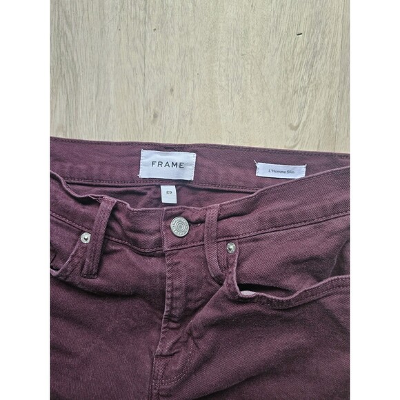 Frame Men's L'Homme Slim Burgundy Jean Size 29 - Picture 3 of 8